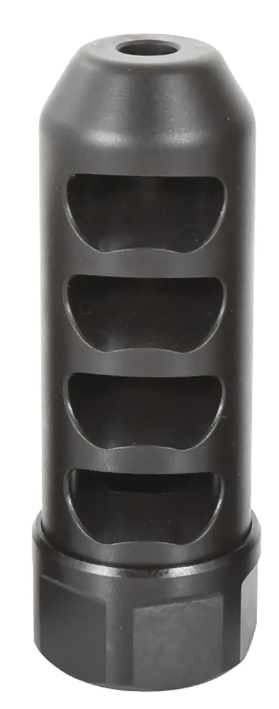American Precision Arms G2F5838N Gen 2 Fat Bastard Self Timing Brake Black Nitride Stainless Steel with 5/8"-24 tpi Threads, 3.30" OAL & 1.115" Diameter for 338 Cal Rifle