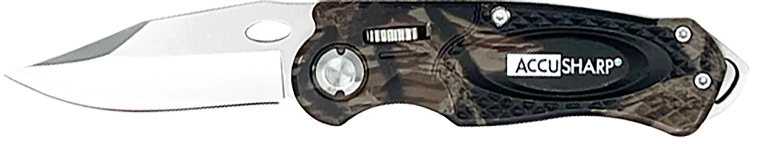 AccuSharp 704C Sport 3" Folding Plain Stainless Steel Blade/Camo Anodized Aluminum Handle Includes Belt Clip